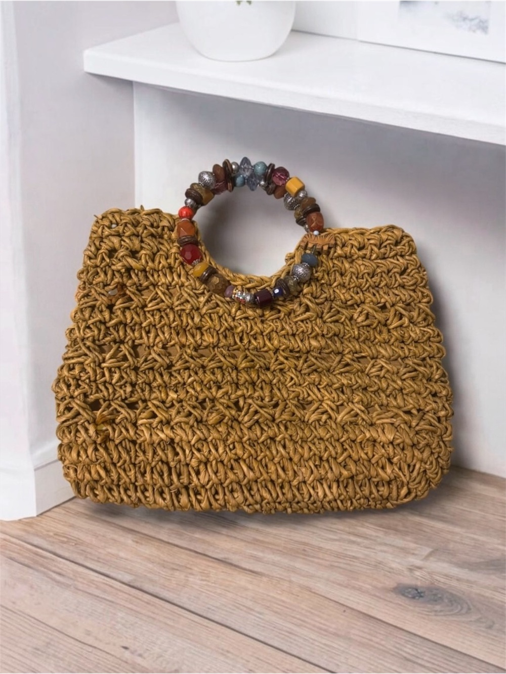 Vintage Basket Weave Top Handle Bag